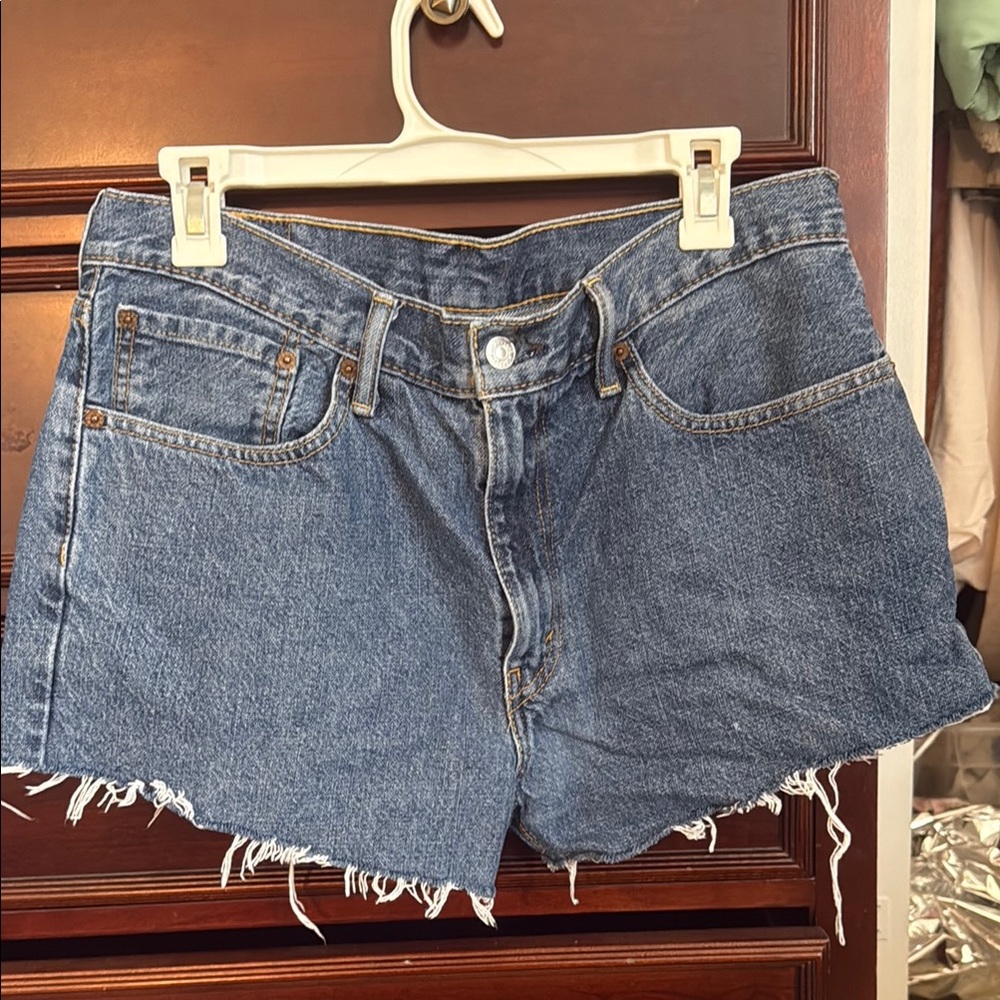 Levi's Blue Jean Shorts with Frayed Hem